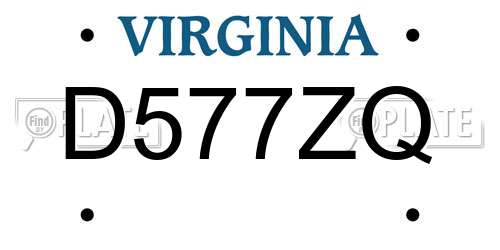 D577ZQ Virginia License Plate