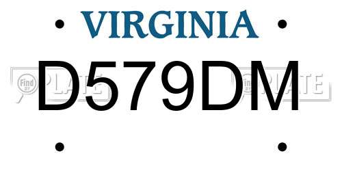 D579DM Virginia License Plate