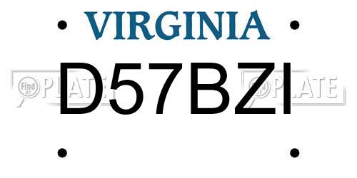 D57BZI Virginia License Plate