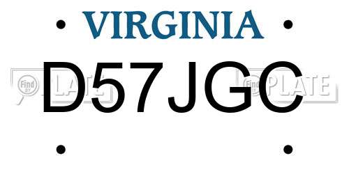 D57JGC Virginia License Plate