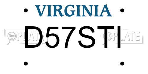 D57STI Virginia License Plate