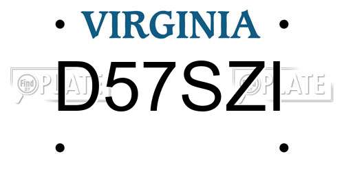 D57SZI Virginia License Plate
