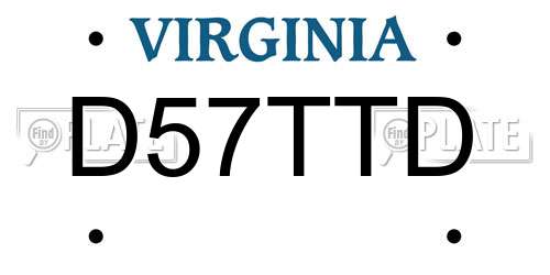 D57TTD Virginia License Plate
