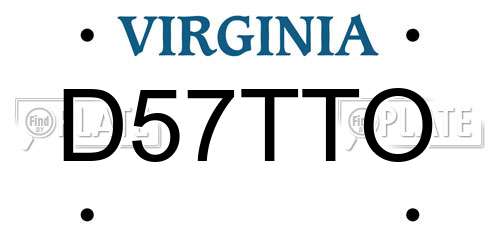 D57TTO Virginia License Plate