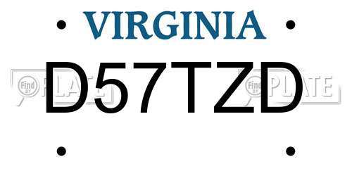 D57TZD Virginia License Plate