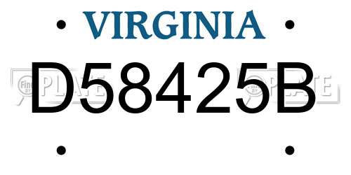 D58425B Virginia License Plate