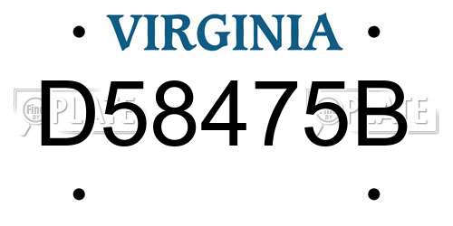 D58475B Virginia License Plate