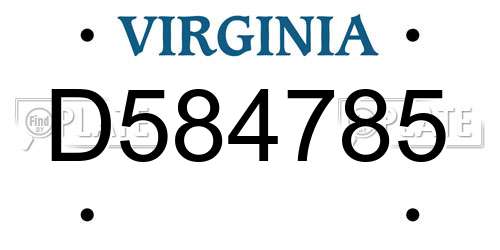 D584785 Virginia License Plate