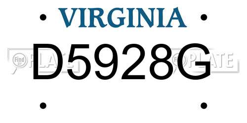 D5928G Virginia License Plate