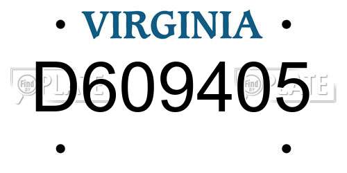 D609405 Virginia License Plate