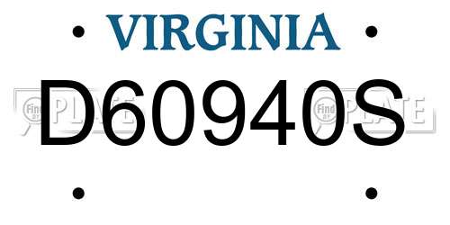D60940S Virginia License Plate