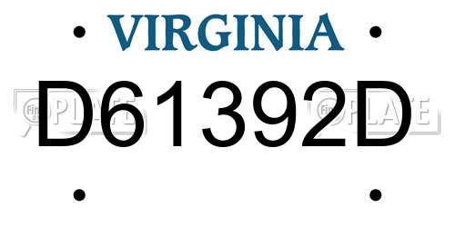 D61392D Virginia License Plate