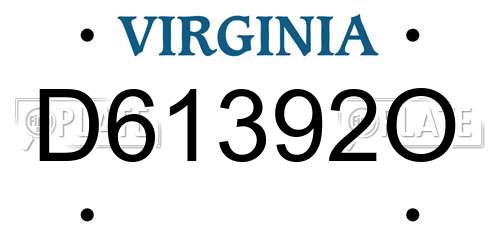 D61392O Virginia License Plate