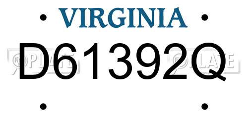 D61392Q Virginia License Plate