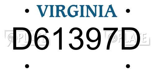 D61397D Virginia License Plate