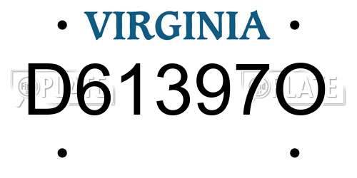D61397O Virginia License Plate