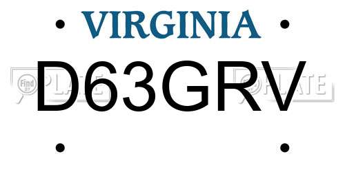 D63GRV Virginia License Plate