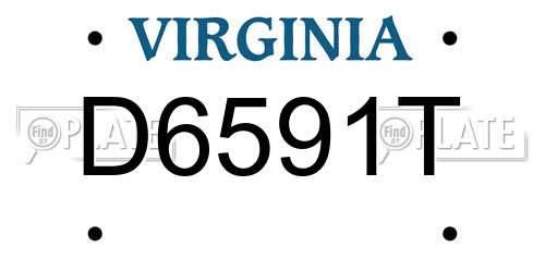 D6591T Virginia License Plate