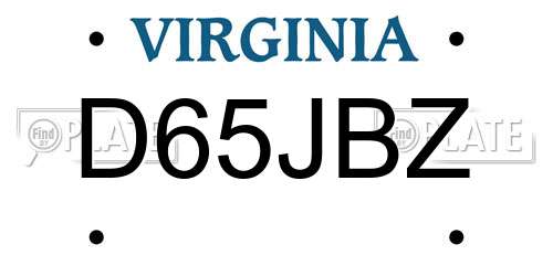 D65JBZ Virginia License Plate