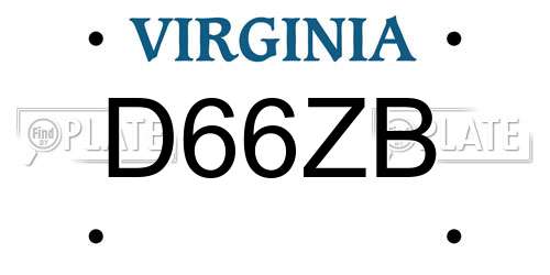 D66ZB Virginia License Plate