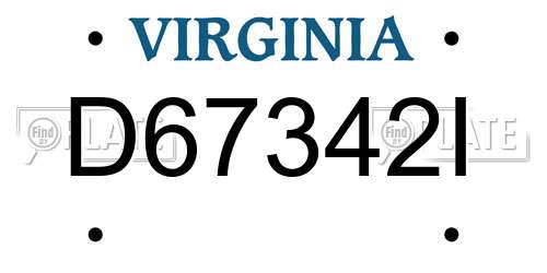 D67342I Virginia License Plate