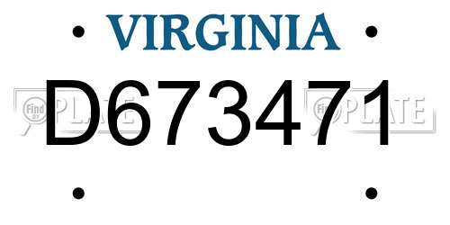 D673471 Virginia License Plate