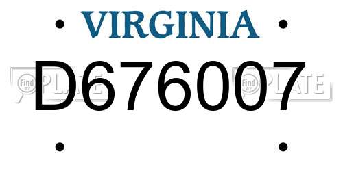 D676007 Virginia License Plate