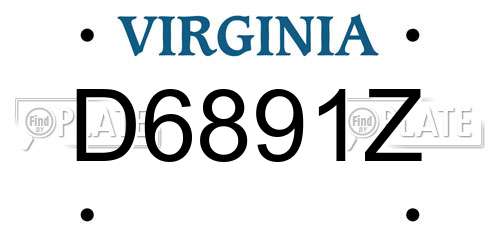 D6891Z Virginia License Plate