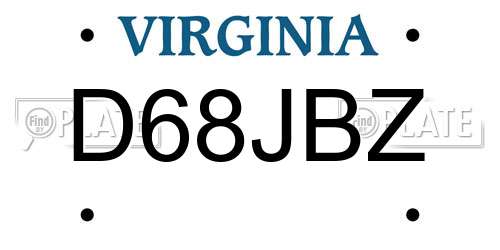 D68JBZ Virginia License Plate