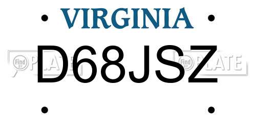 D68JSZ Virginia License Plate