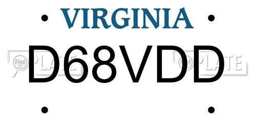 D68VDD Virginia License Plate