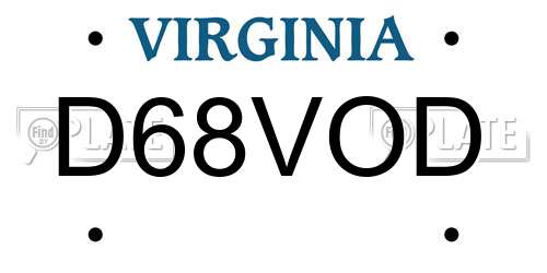 D68VOD Virginia License Plate