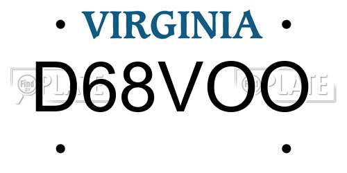 D68VOO Virginia License Plate