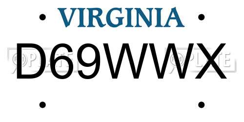 D69WWX Virginia License Plate