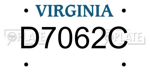 D7062C Virginia License Plate