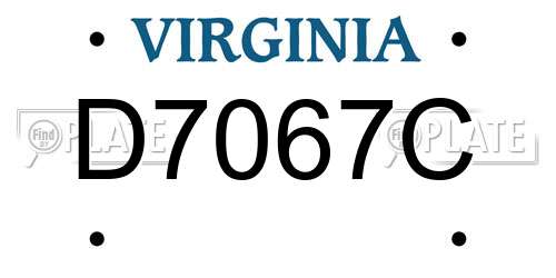 D7067C Virginia License Plate