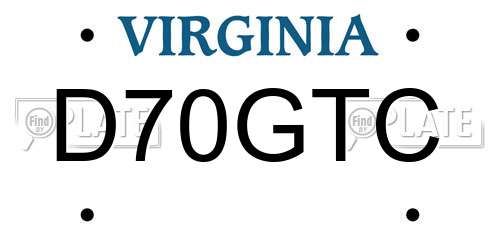 D70GTC Virginia License Plate