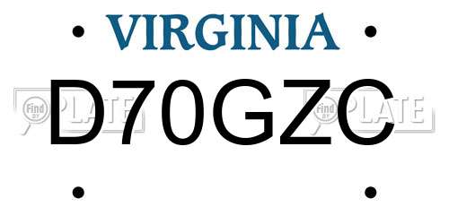 D70GZC Virginia License Plate