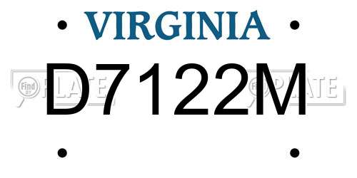 D7122M Virginia License Plate
