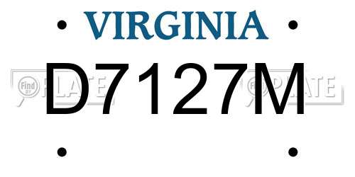 D7127M Virginia License Plate