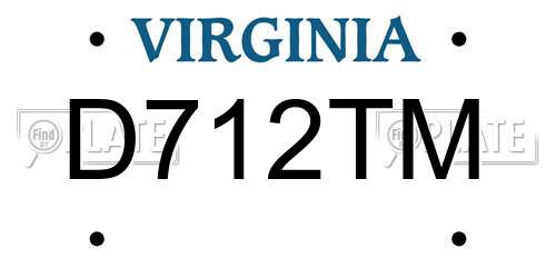 D712TM Virginia License Plate