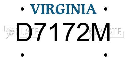 D7172M Virginia License Plate
