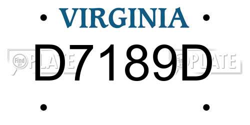 D7189D Virginia License Plate