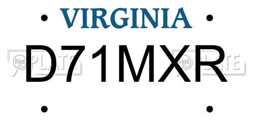 D71MXR Virginia License Plate