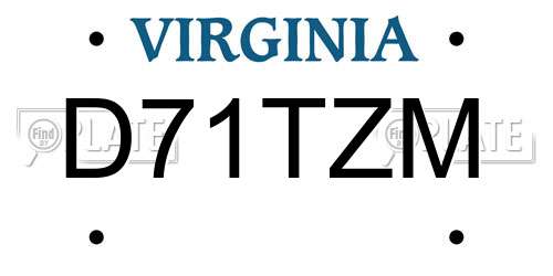 D71TZM Virginia License Plate