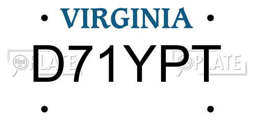 D71YPT Virginia License Plate