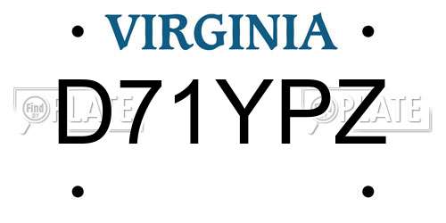 D71YPZ Virginia License Plate