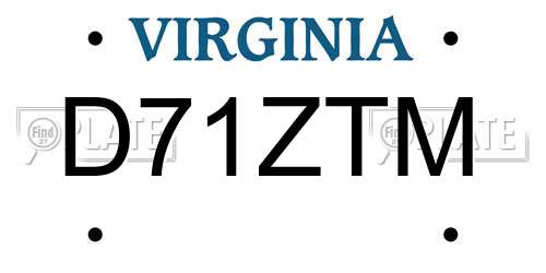 D71ZTM Virginia License Plate