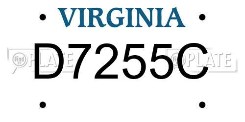 D7255C Virginia License Plate