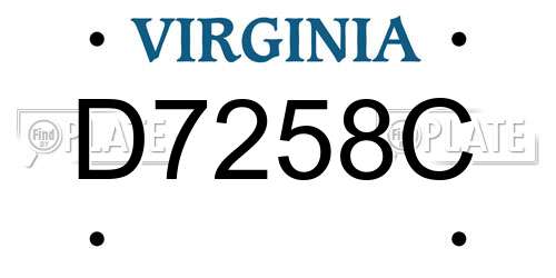 D7258C Virginia License Plate
